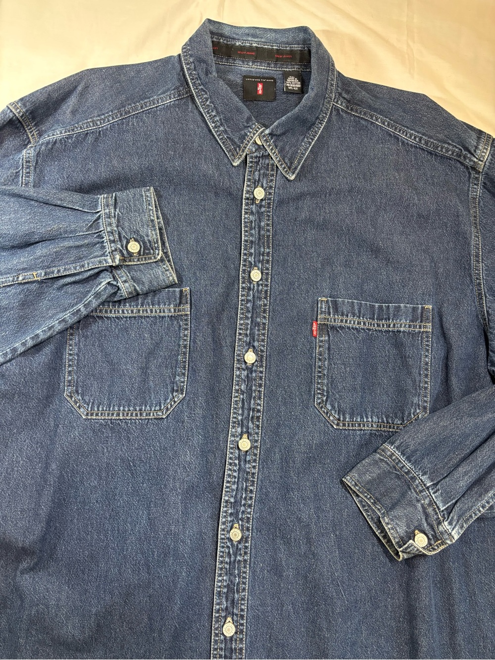 Levi's Men's Dark Blue Denim Button-Down Shirt